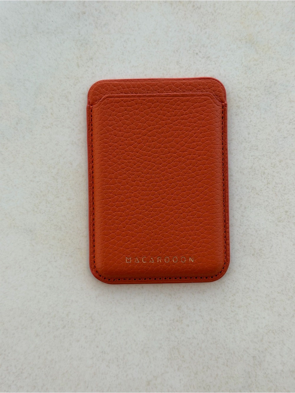 MACARON Orange Leather Magnetic Card Wallet